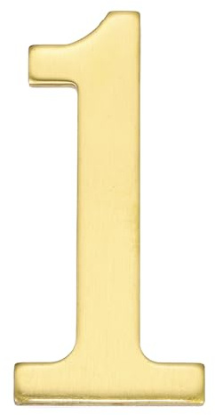 sourcing map House Numbers for Outside,2.8 Solid Brass Mailbox Number 1 | Self Adhesive House Numbers,Metal Address Numbers,for Door,Apartment,Office ,Brushed Finish,Easy to Stick