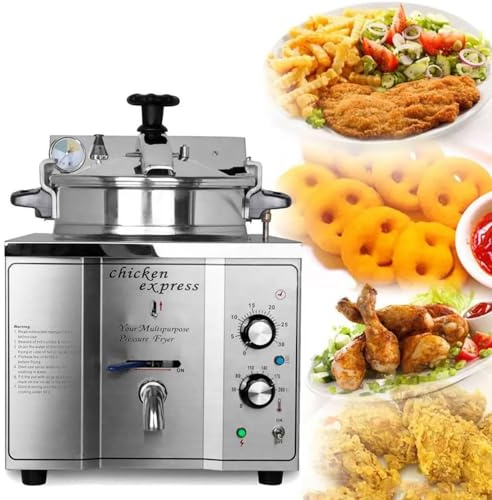 ZenHailure Friggitrice a Pressione Commerciale,Friggitrice a Pressione Industriale,Friggitrice a Pressione Elettrica da,Friggitrice da Cucina in Acciaio Inossidabile per Snack,Vino E Ristoranti