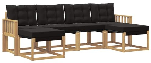 vidaXL Outdoor-Sofagarnitur mit Kissen 6 pcs Weiß und Schwarz, Garten Ecksofa, modernes Möbel für draußen, langlebige Liege, Coole Sitzgelegenheit auf der Terrasse