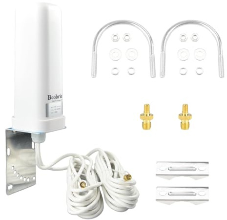 BOOBRIE 2x2 MIMO 4G 5G LTE 600-6000MHz Passive Antenna Outdoor 10dBi Omnidirectional with Dual SMA Male RG58 Cable & SMA to TS9 Adapter for LTE Router and CPE Devices