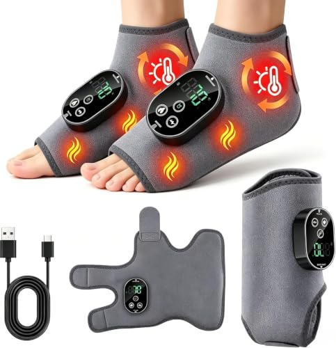 Fussmassagegerät, Fußmassagegerät mit Wärme und Massage, Kabellos Wiederaufladbar mit Kompression, Einstellbare Intensität zur Linderung Fußermüdung, Schwellung Achillessehnen-Beschwerden,Cordless