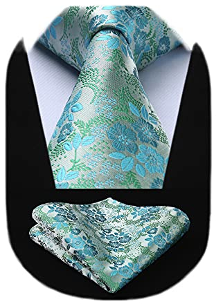 HISDERN Corbata de Hombre Naranja Extra Larga Cachemira Conjunto de Corbatas y Pañuelo de Bolsillo para Boda La Fiesta Formales