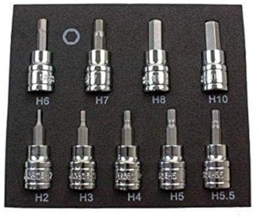 US PRO 9 Piece Hex Allen Key Bit Sockets Metric Set 3/8'' Dr Drive 2-10mm 2065