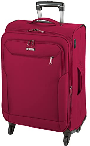 Trolley groß 4 Rollen Koffer Leicht 76 cm Weicher Stoff Rot 110 Liter Bowatex