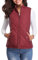 fuinloth Damen Weste, Herbst Leichte Steppweste Westen Ärmellos Jacke Kurz Vest Gilet Wein Rot L