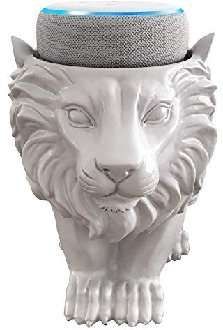Dekodots Smart Speaker Table Stand (Lion) - Decorative Holder for Amazon Echo Dot or Google Home Mini - Portable Design, No Sound or Microphone Interference - Durable Poly-Resin