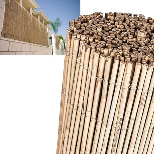 Suinga Canisse en Bambou Naturel entière 1,8 x 5 mètres, Occultation 95%, tiges de Bambou Naturelles pour terrasses et Jardins