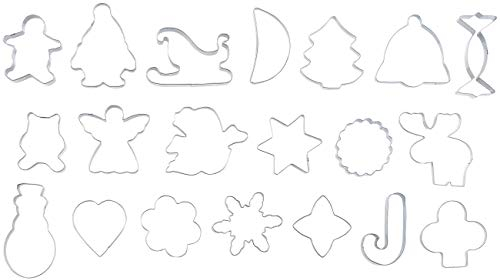 Rosenstein & Söhne Keksausstecher: 20-tlg. Ausstechformen-Set aus Edelstahl für Plätzchen, Kekse, Deko (Ausstecher, Plätzchenausstecher, Backpapier)