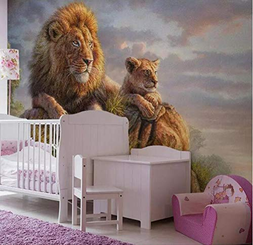 3D Fototapete 3D Effekt Sonnenbeschienene Berggipfel Löwe 200 x 140 cm Tapete 3D Wandbild Bild Tapeten Wandtapete Dekoration Wandbelag Wanddeko