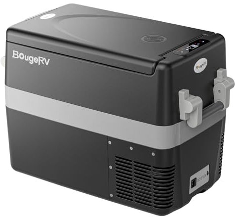 BougeRV - 12V Portable Car Freezer Refrigerator, 42 Quart, DC 12V/24V DC, 110~240V AC for RV, Truck, Jeep, Truck, Van, Boat,