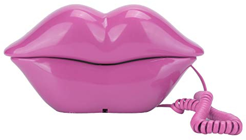 Telefono fisso, telefono con filo Telefono divertente a forma di labbra alla moda, telefono fisso da tavolo per la decorazione domestica di compleanno(Rose Red)