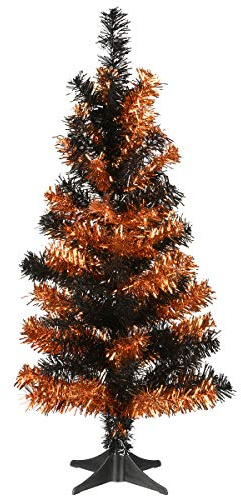 National Tree Company Tinsel Tree, Nero, Arancione, Collezione Halloween, 61 cm