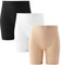 INNERSY Short Femme sous Jupe Legging Court Eté Anti Frottement Seamless Shorty Boxer Lot de 3 (L, Noir/Blanc/Beige)