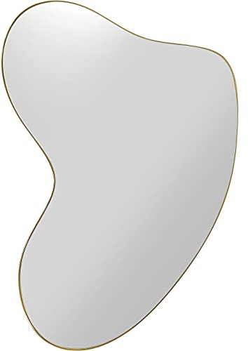 Kare Design Spiegel Shape Brass, Goldener Rahmen, Wanddekoration, leichte Wandmontage, hochwertig, asymmetrischer Spiegel, Deko Spiege, 110x120cm