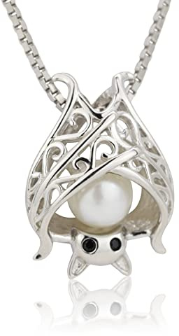 SCHEPPE SCHMUCK - Damen Anhänger für Kette - Fledermaus mit weißer Frischwasser Perle - 925 Sterling Silber