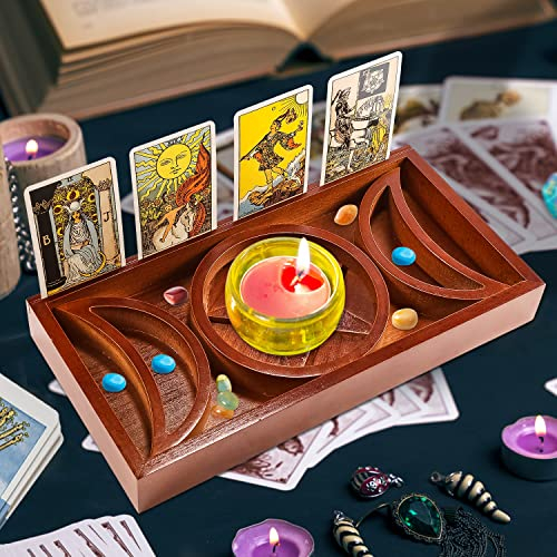 Kristall-Display, Mond-Stern-Tablett, Tarot-Kartenhalter, Ständer, Hexen-Aufbewahrungs-Organizer, Tarot-Lesezubehör, Heilsteine, Schmuck, Heimdekoration