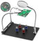 FEITA Helping Third Hands Soldering Magnifier Tool - Flexible Arms Clamp Clips with 3X Magnifying Glass Station - Magnetic PCB Circuit Board Holder, Heavy Duty Base Plate