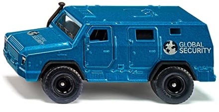 siku 1926, Transporteur de Fonds Rheinmetall Survivor, voiture-jouet, 1:50, métal/plastique, bleu, Portes ouvrables, avec Feuilles d'autocollants en différentes langues et 4 Lingots d'or