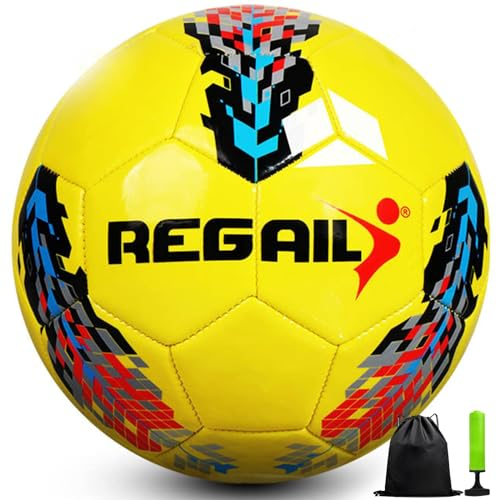 Aipwerer Fussball Grösse 4/5 Kinder,Fußball Kinder,Standard Trainingsfußball, Lederfussball,Verhindern Sprengen,Fussball mit Pumpe,Netz,Beutel und Gasnadel (Farbig, Ball Nr. 5)