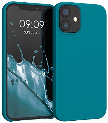kwmobile Cover per Apple iPhone 12 mini Custodia - Back Case per Smartphone in Silicone TPU - Protezione Gommata - blue reef