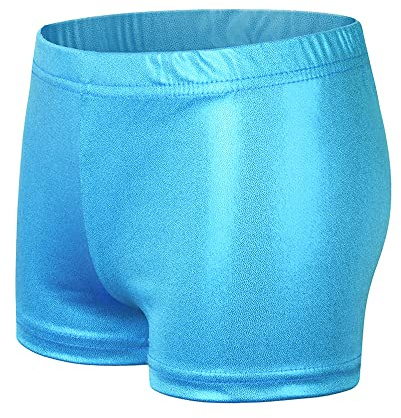 NewL Kinder Mädchen Elastische Taille Glänzend Metallic Ballett Tanz Shorts Hose für Sport Yoga Gymnastik Workout