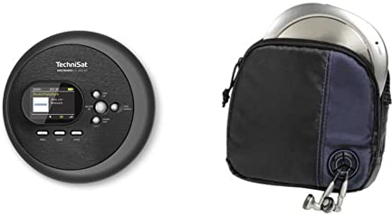 TechniSat DIGITRADIO CD 2GO BT - portabler CD-Player mit 2 Akku (Discman, mit MP3 Resume-Funktion) & Hama CD-Player-Tasche für Discman und 3 CDs (mit Kabelausgang und Gürtelschlaufe) schwarz/blau