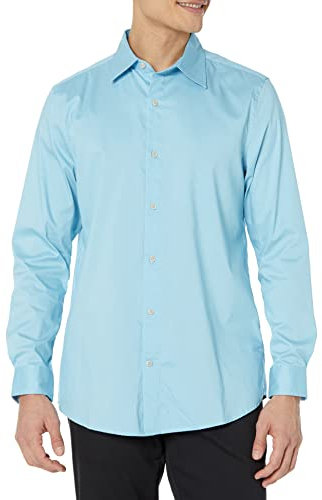 Amazon Essentials Men's Regular-Fit Long-Sleeve Stretch Dress Shirt, Sky Blue, L