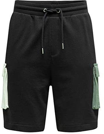 Only & Sons Men's Cargo Shorts Casual Cotton Knee Length Gym Run Sports Black L