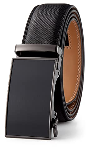 guvoosm Gürtel Herren,Leder Automatik Gürtel Für Herren Business Anzug -3,5cm Breite-88-125-Black 251