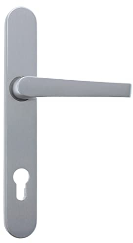 ToniTec Haustür VARIO Halbgarnitur Silber mit flachem Drücker PZ 92 mm mit variablen Schraublöchern