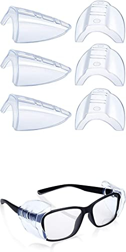 Colexy Brille Seitenschutz, 3 Paar Transparenter Schutzbrillen Seitenschutz, Flexibler Aufsteckschutz für Schutzbrillen, Sicherheit Auge Brillen Seitenschutz für Kleine bis Mittlere Brillen