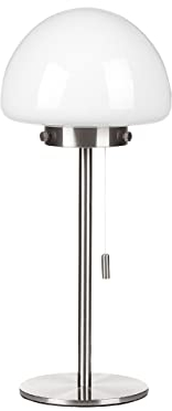 Beliani Minimalistische Tischleuchte mit Zugschalter Lampenschirm aus Glas mit Metallsockel Silber Moruga