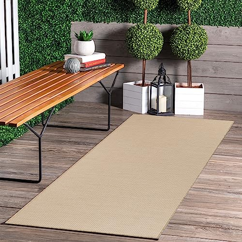 Jimri In- & Outdoor Teppich - Wetterfester Teppich für Balkon, Terrasse, Garten, Wohnzimmer, Küche - Strapazierfähiger Bodenteppich, Widersteht UV-Strahlen & Wasser - Größe 80 x 250 cm, Beige