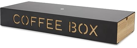 Balvi Coffee Box Coffee Box Couleur Noir Stockage de Capsules de café Métal/Bambou 6x14,5x37,2 cm