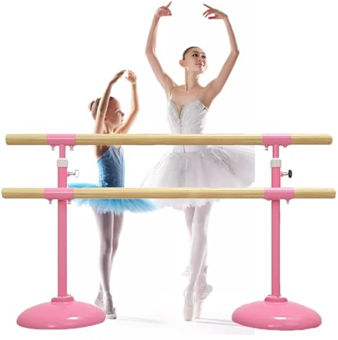 HamoM Ballettstange Hochleistungs-Ballettstange aus Stahl mit Holzgriff, Beindruckstange für Haushaltstanzstudios, kann EIN Gewicht von 500 kg tragen (Color : Pink, Size : 2M/6.6FT)