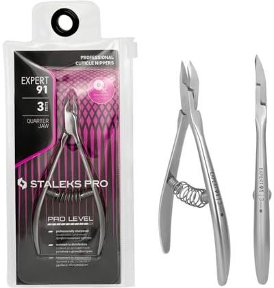 STALEKS PRO by Natury Nails Pince à cuticules professionnelle 3 mm en acier inoxydable Expert (NE-91-3)