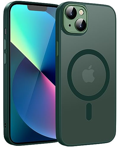 KPPIT Magnetic Case for iPhone 13 6.1-inch Compatible with MagSafe,Translucent Matte Back Camera Lens Full Protect Slim Shockproof Phone Cover(Green)