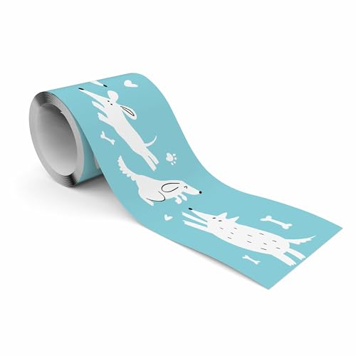 Muralo - Selbstklebende Bordüre - Tapetenbordüre Wandbördure - Dekorative Wandtatto für Wände, Möbel, Decken, Tapeten, Wandverkleidungen, Türen - süße Hunde - Br.10cm x Hö.300cm