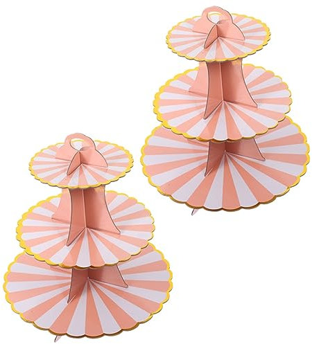 Ciieeo 2pezzi Supporto Per Torte Carta Riutilizzabile Per Feste e Matrimoni Elegante Vassoio Per Dessert e Cupcake Per Compleanni e Tea Party