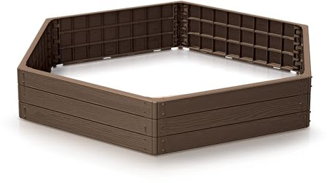 Garden Raised Grow Beds -STRONG- Rectangle Square Hex Vegetable Herb BOX Planter Trough (Brown, Oval 130cm x 150cm)