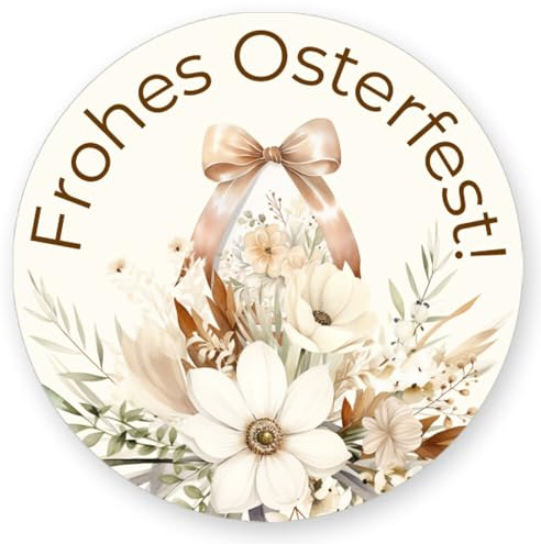 50 Aufkleber FROHES OSTERFEST - Ostermotiv Rund Ø 4,5 cm, Besondere Anlässe Ostern, Motiv-Sticker