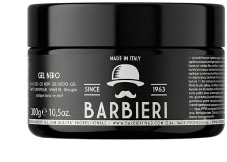 Gel Nero Capelli Uomo 300g – Black Gel - Fissaggio Forte Lunga Durata – Maschera Capelli Grigi e Bianchi – Barbieri Since 1963 - Made in Italy