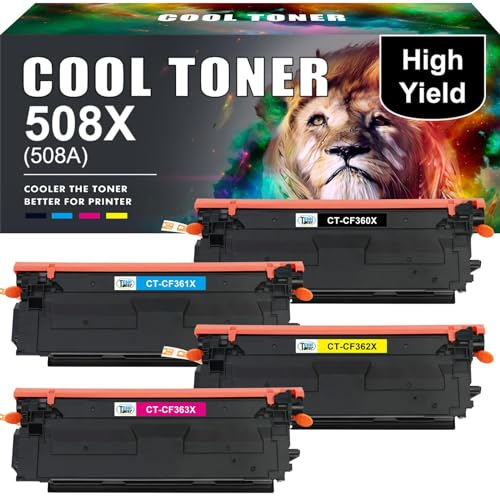 Cool Toner Kompatibel für HP 508X 508A CF360X Color Laserjet Enterprise M553 M552 MFP M577 M552dn M553dn M553n M553x CF360A CF361X CF362X CF363X (Schwarz Cyan Gelb Magenta,4-Pack)