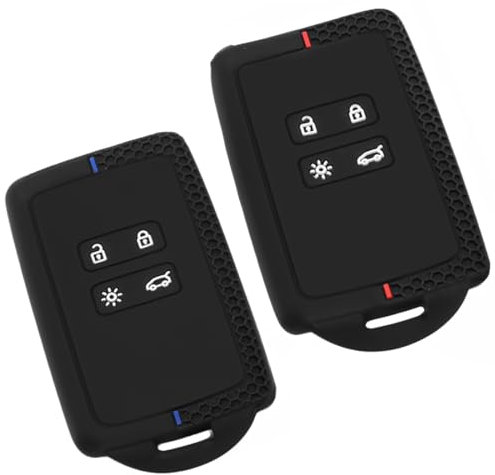 Tomedeks 2 Pièces Etui Carte pour Renault, Renault - Porte Clé pour Renault, Coque De Clé De Voiture pour Renault Clio en Silicone - 3 Boutons (Ligne Roug/Bleu)