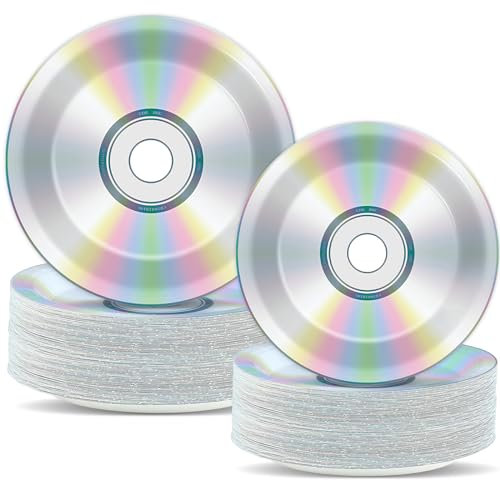 CHUNNIN 100pcs CD Paper Plates 90's Party Plates 7in and 9in Retro 90s Theme Party Decorations 1990's Party Supplies 90s Birthday Party Disc for Back to The 90's Throwback Music Party Supplies Favors