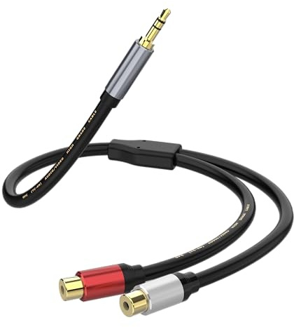 3.5mm zu RCA Kabel (1FT), Hi-Fi Sound Stereo Audio Adapter Mit Gold-Überzogenem Y-Splitter 1/8 zu RCA Stecker, Kompatibel für Tablet, MP3, Computer, Lautsprecher