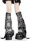 PRK 14 Black Kawaii Leg Warmers Girls Denim Sleeves Baggy Knee High Flared Gothic Womens Festival Goth Fashion Y2K Emo Grunge Style