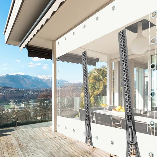 Panneaux Latéraux de Pergola Transparent avec Zip,Rideau Exterieur Terrasse de 0,5 mm,Rideau de Bâche D'extérieur Claire avec Œillets,pour Gazebo Porche (Hauteur x Largeur) 2x2,8m/6.56x9.19ft