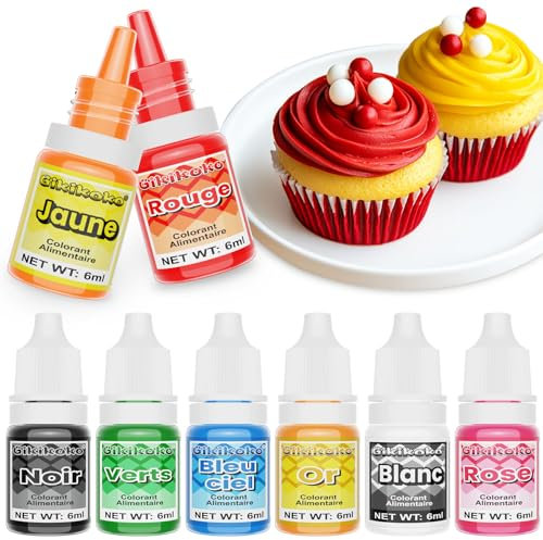 Colorant Alimentaire - Gikikoko 8 Couleurs Colorant Alimentaire Gel Concentré, Colorants Alimentaires pour Cuisson Gâteaux Fondant Macarons Creme Donuts - 6ml