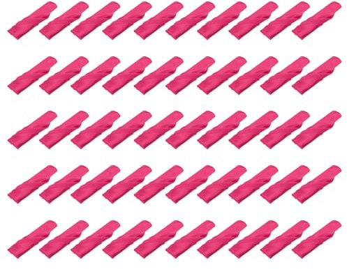 QUARKZMAN 50Pcs Serviettes de Table en Satin Rouge Rose Polyester Carré Lumineux Serviette de Table en Tissu Serviette de Table pour Événement Décoration de Table de Fête, 17×17 Pouces